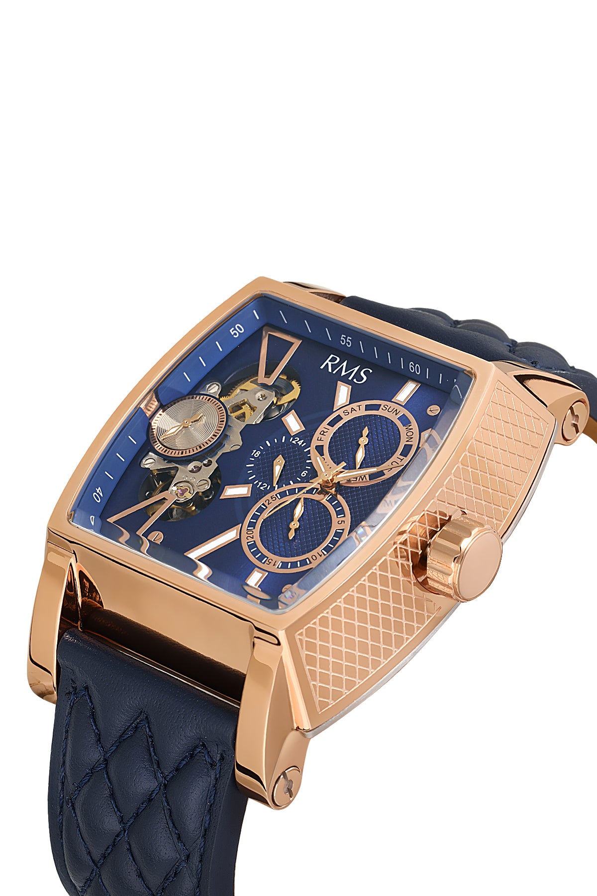 RMS Blue Dial Rose Coated Men's Watch - RMS.1.AG1054.02 - 3
