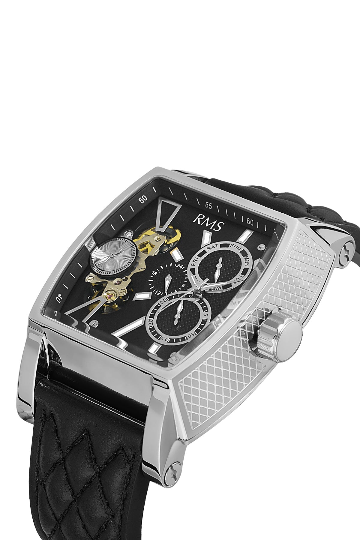RMS Black Dial Silver Coated Men's Watch - RMS.1.AG1054.09