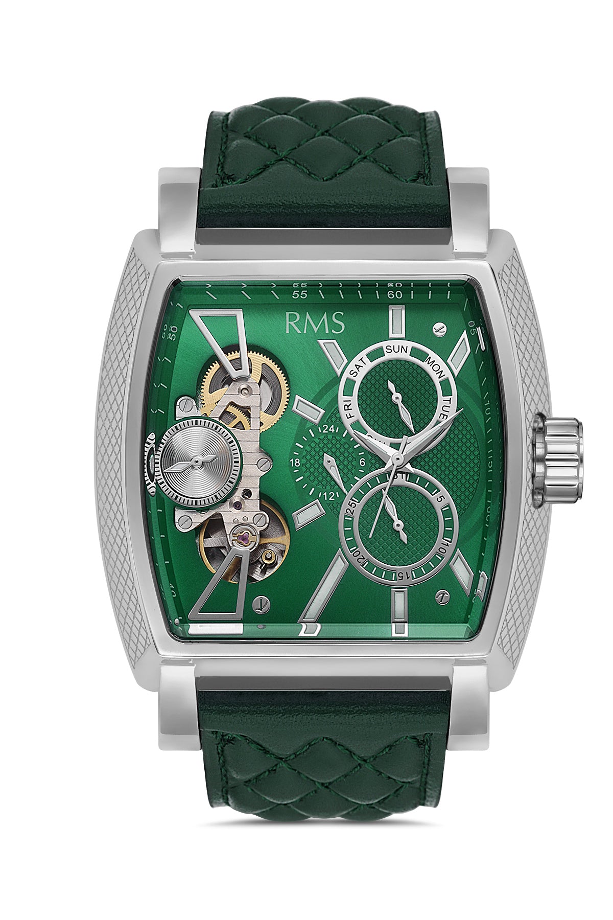 RMS Green Dial Silver Coated Men's Watch - RMS.1.AG1054.10