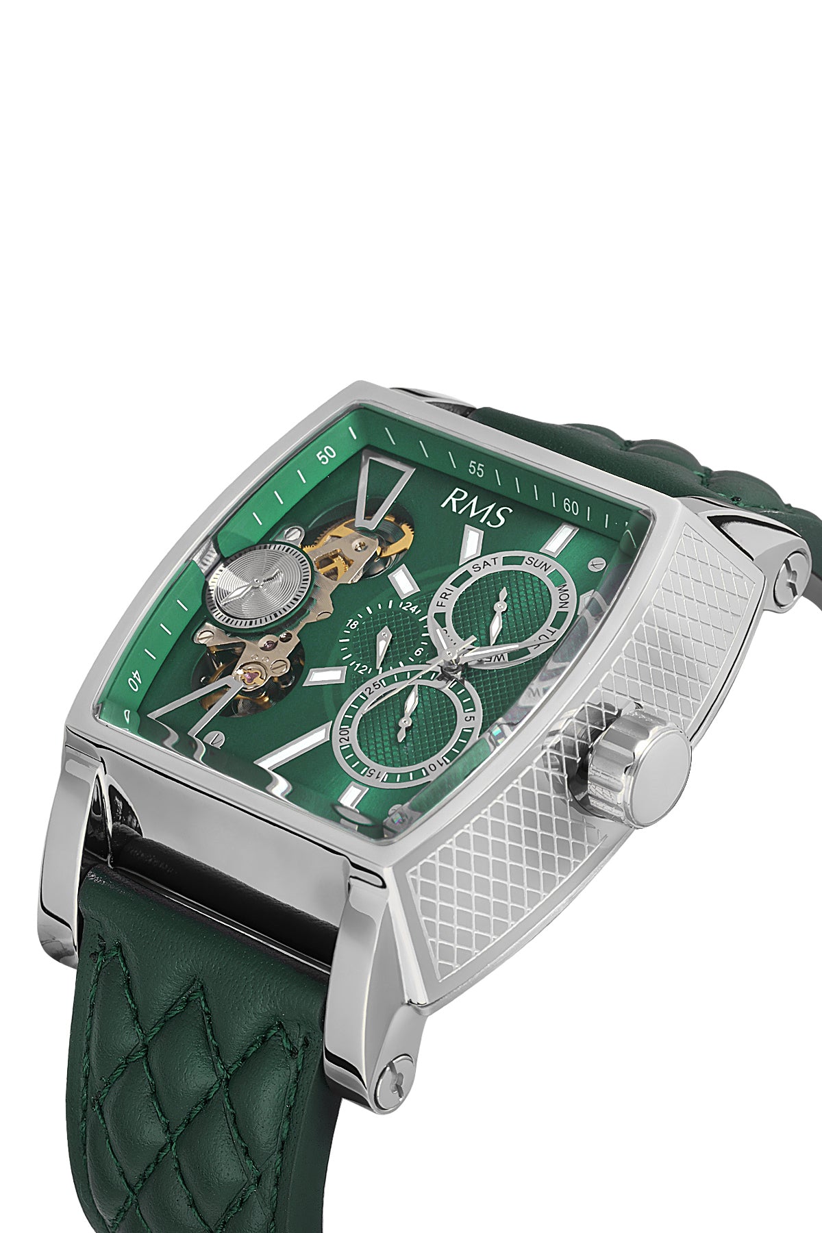 RMS Green Dial Silver Coated Men's Watch - RMS.1.AG1054.10