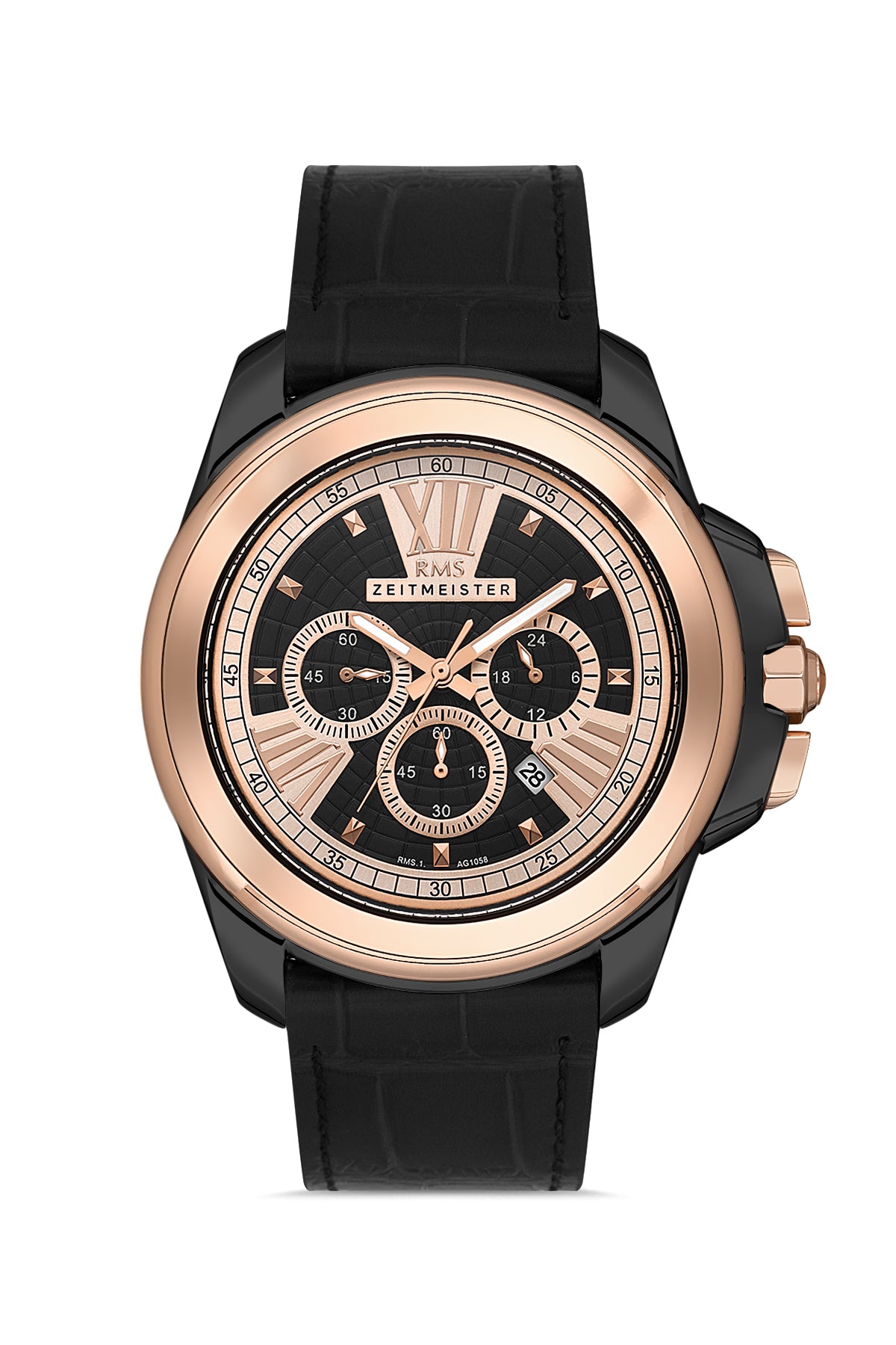 RMS Black Dial Rose Black Coated Men's Watch - RMS.1.AG1058.06