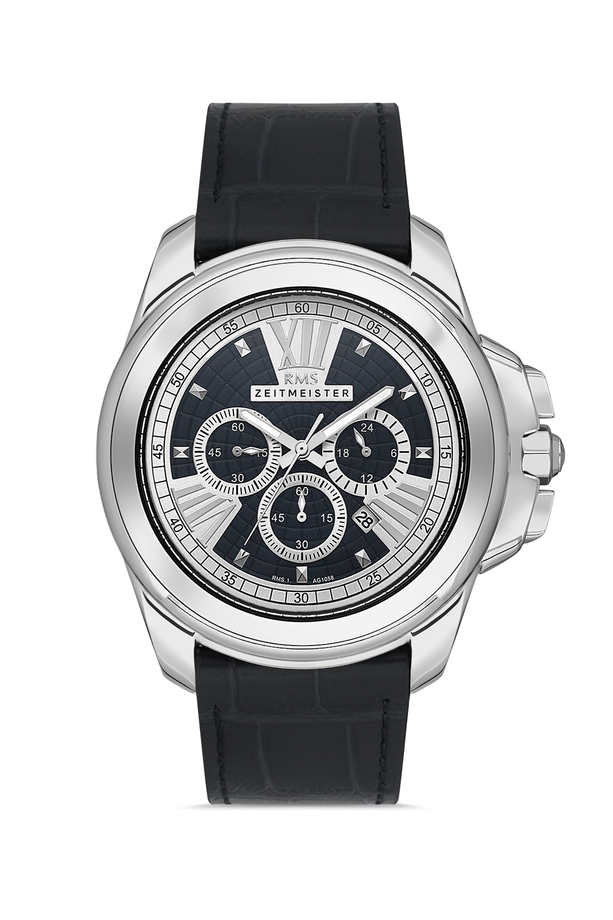 RMS Black Dial Silver Coated Men's Watch - RMS.1.AG1058.08