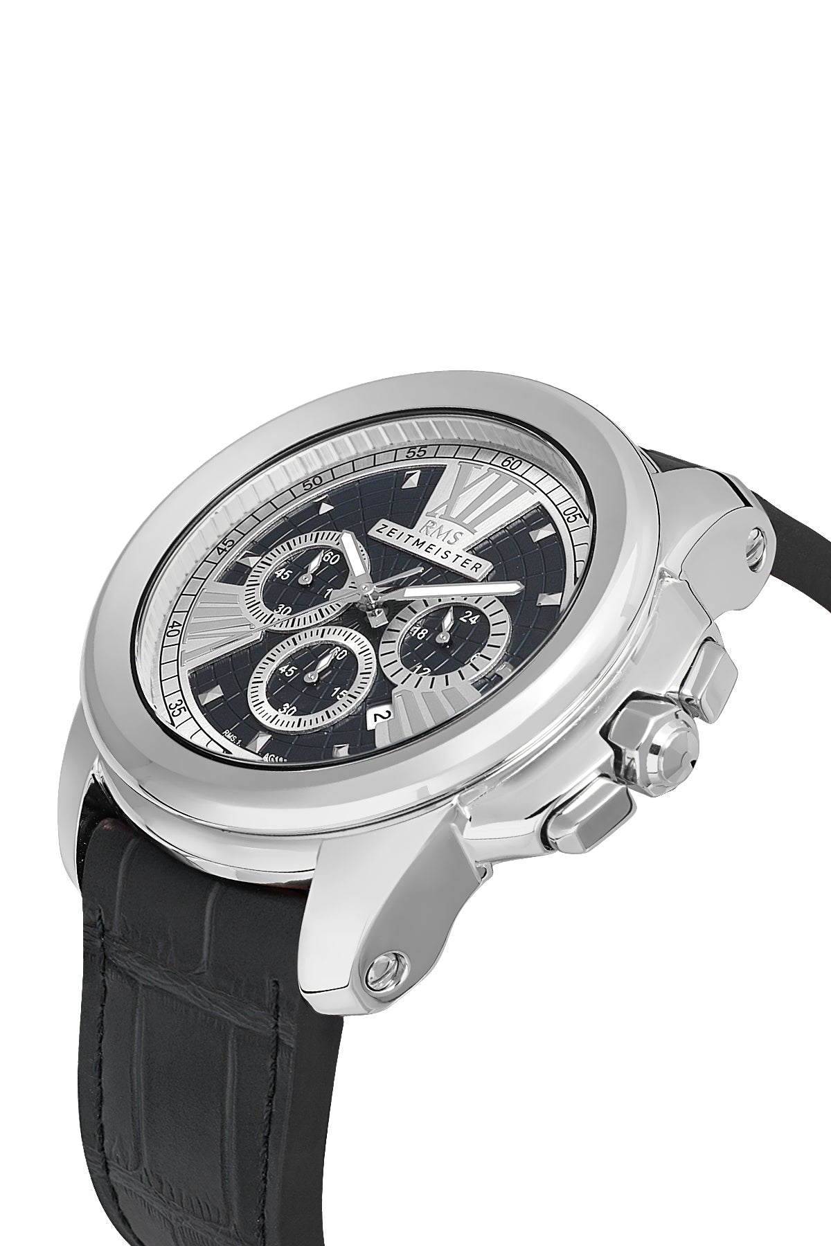 RMS Black Dial Silver Coated Men's Watch - RMS.1.AG1058.08