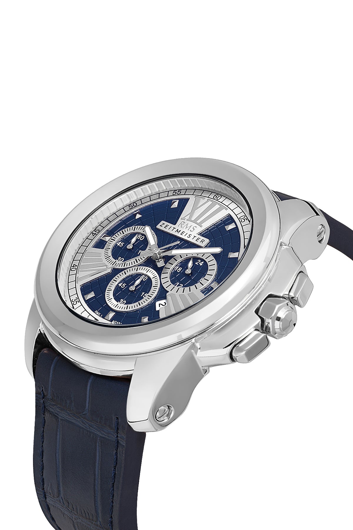 RMS Blue Dial Silver Coated Men's Watch - RMS.1.AG1058.10