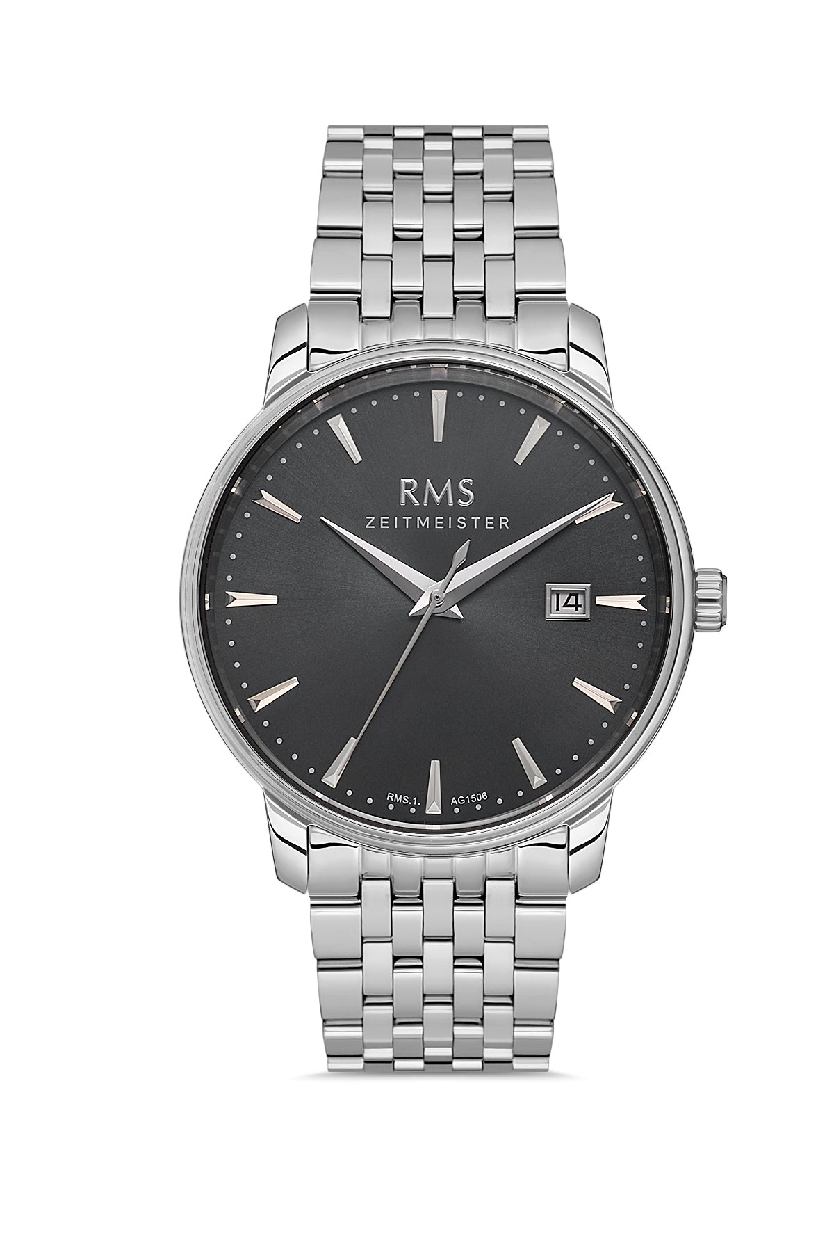 RMS Black Dial Silver Coated Men's Watch - RMS.1.AG1506.02