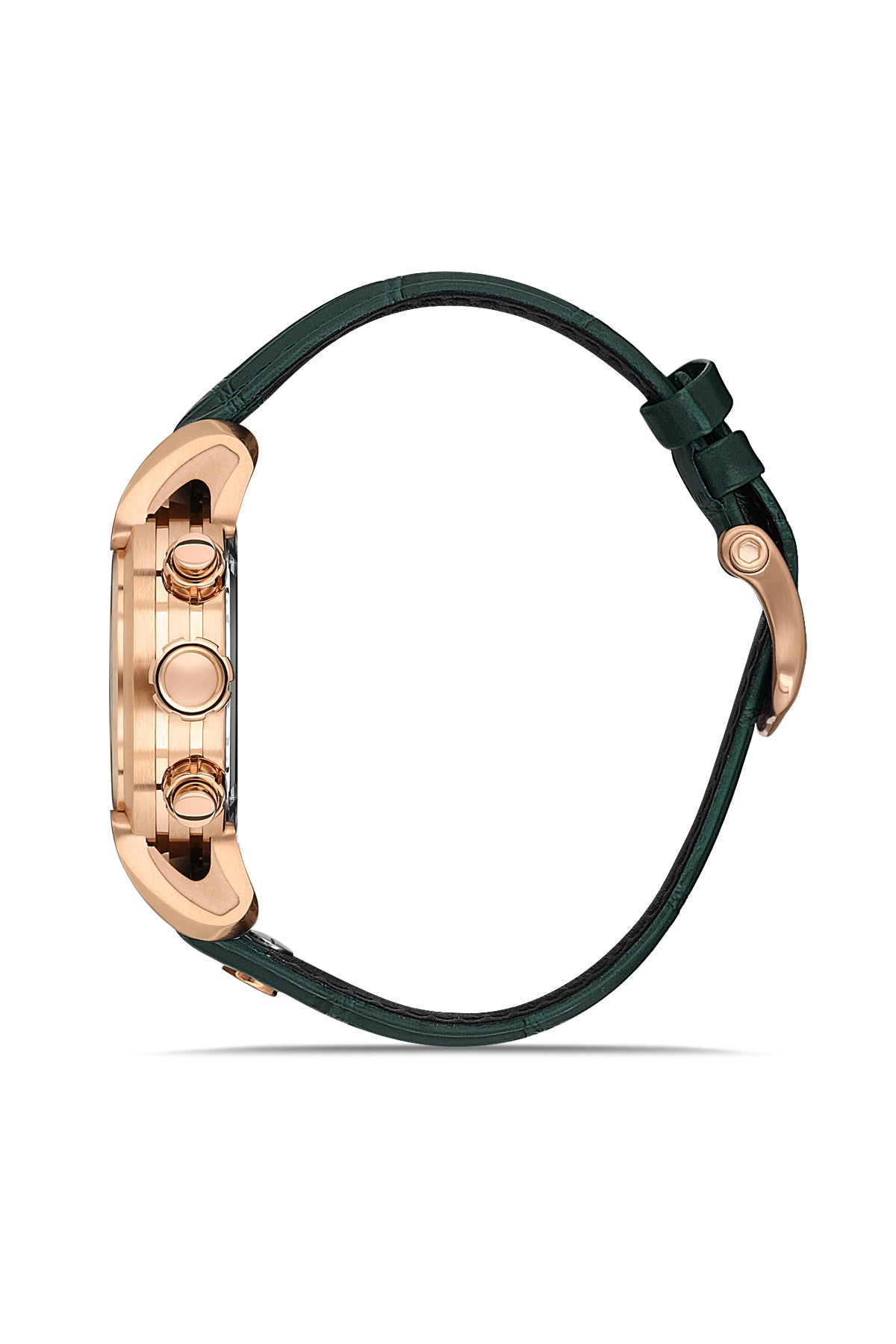 RMS Men's Chronograph Green Dial Rose Gold Leather Strap Watch - RMS.1.AG1557.10