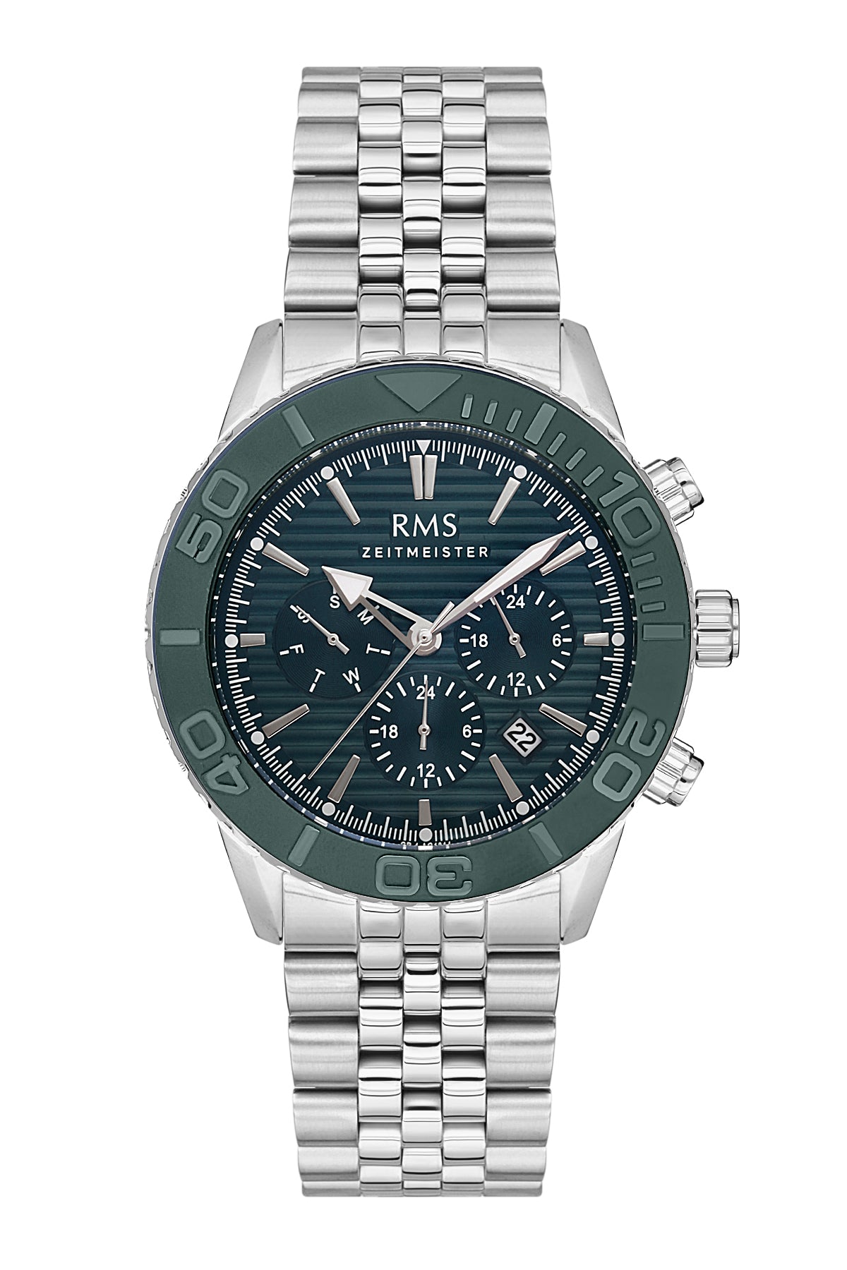 RMS Green Dial Silver Coated Men's Watch - RMS.1.AG1561.03