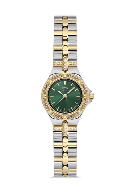 RMS Zeitmeister Green Dial Gold & Silver Plated Women's Watch - Stainless Steel Bracelet - RMS.1.AG1563.05