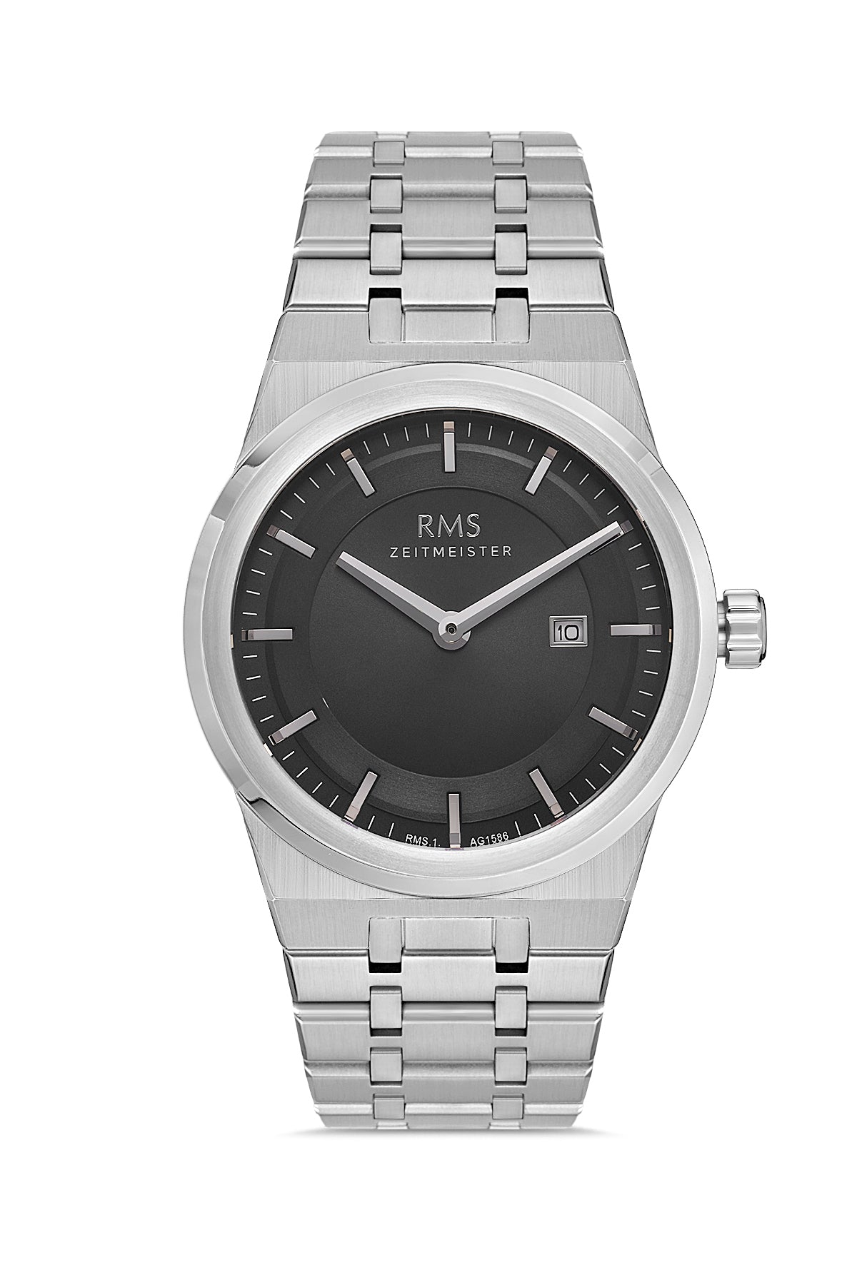 RMS Black Dial Silver Coated Men's Watch - RMS.1.AG1586.02
