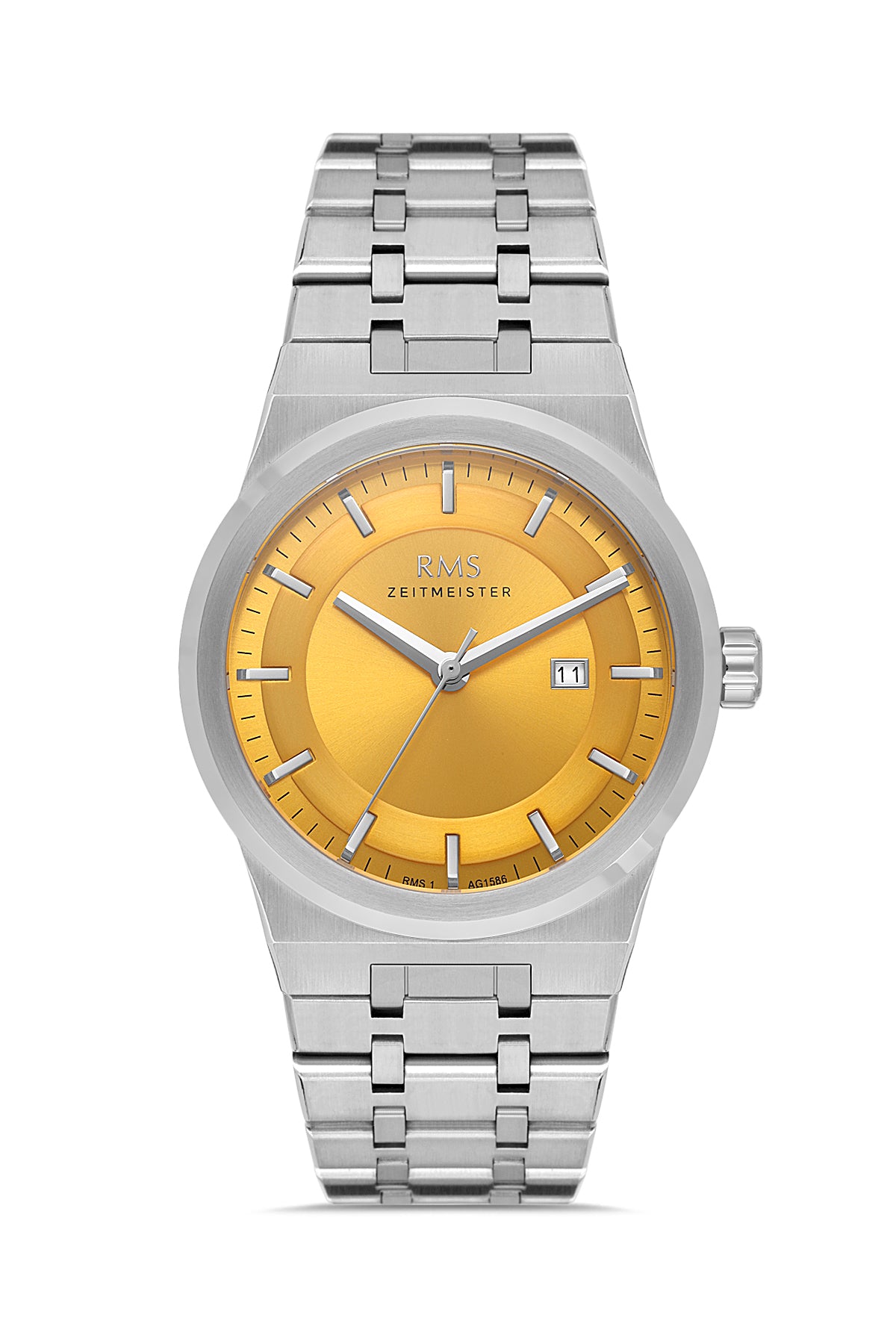RMS Yellow Dial Silver Coated Men's Watch - RMS.1.AG1586.05