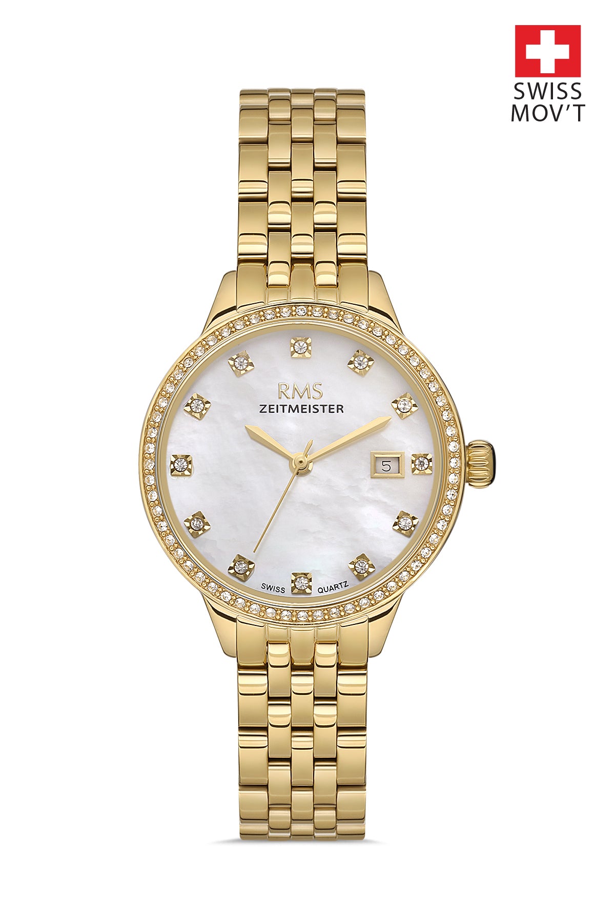RMS Silver Dial Yellow Coated Women's Watch - RMS.1.AG1606.06