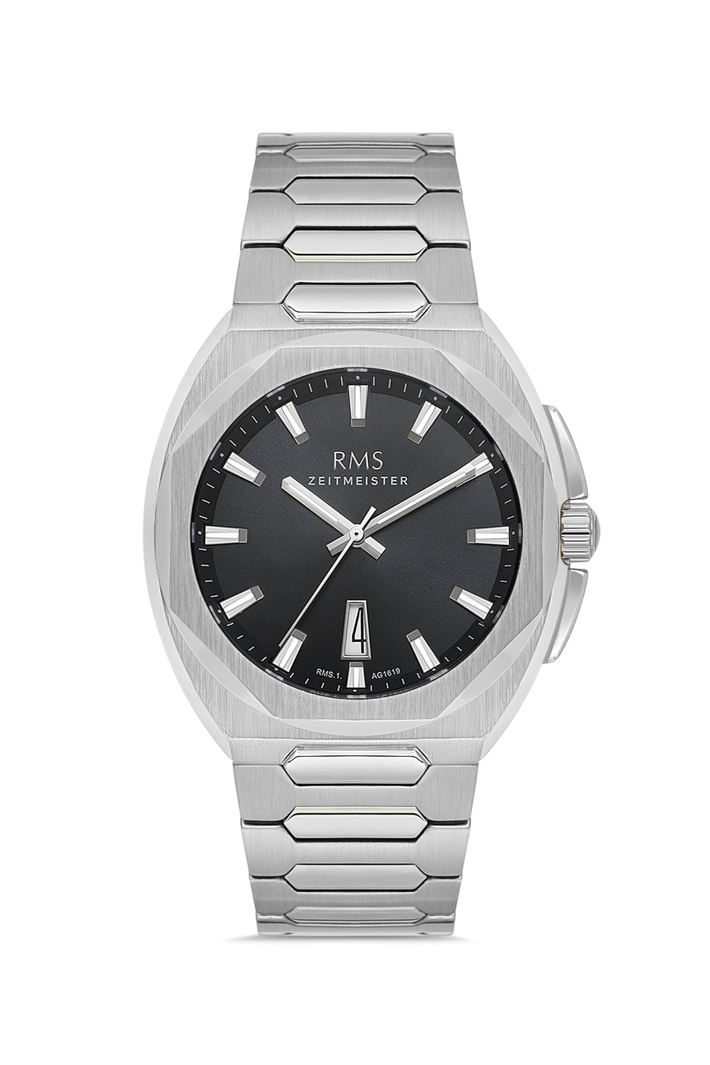 Rms Black Dial Silver Coated Mens Watch Rms1ag161903 