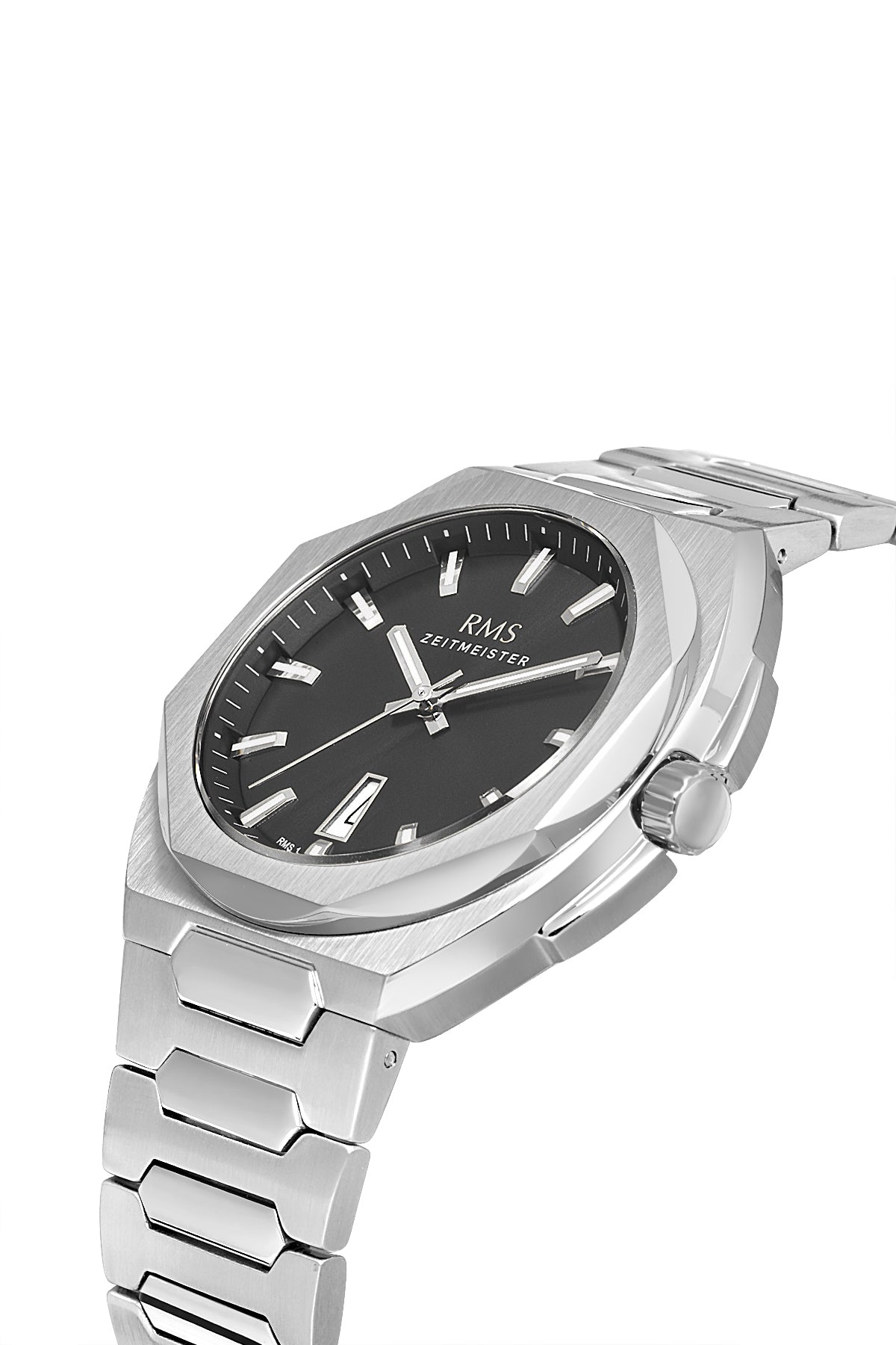 RMS Black Dial Silver Coated Men's Watch - RMS.1.AG1619.03