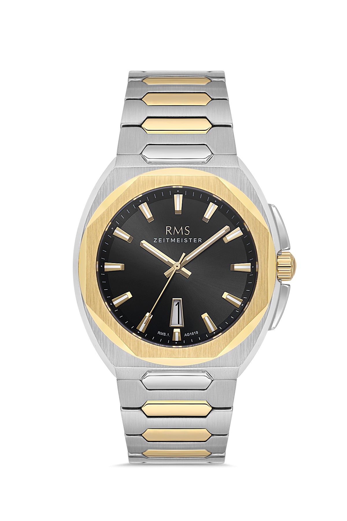 RMS Black Dial Yellow White Coated Men's Watch - RMS.1.AG1619.05