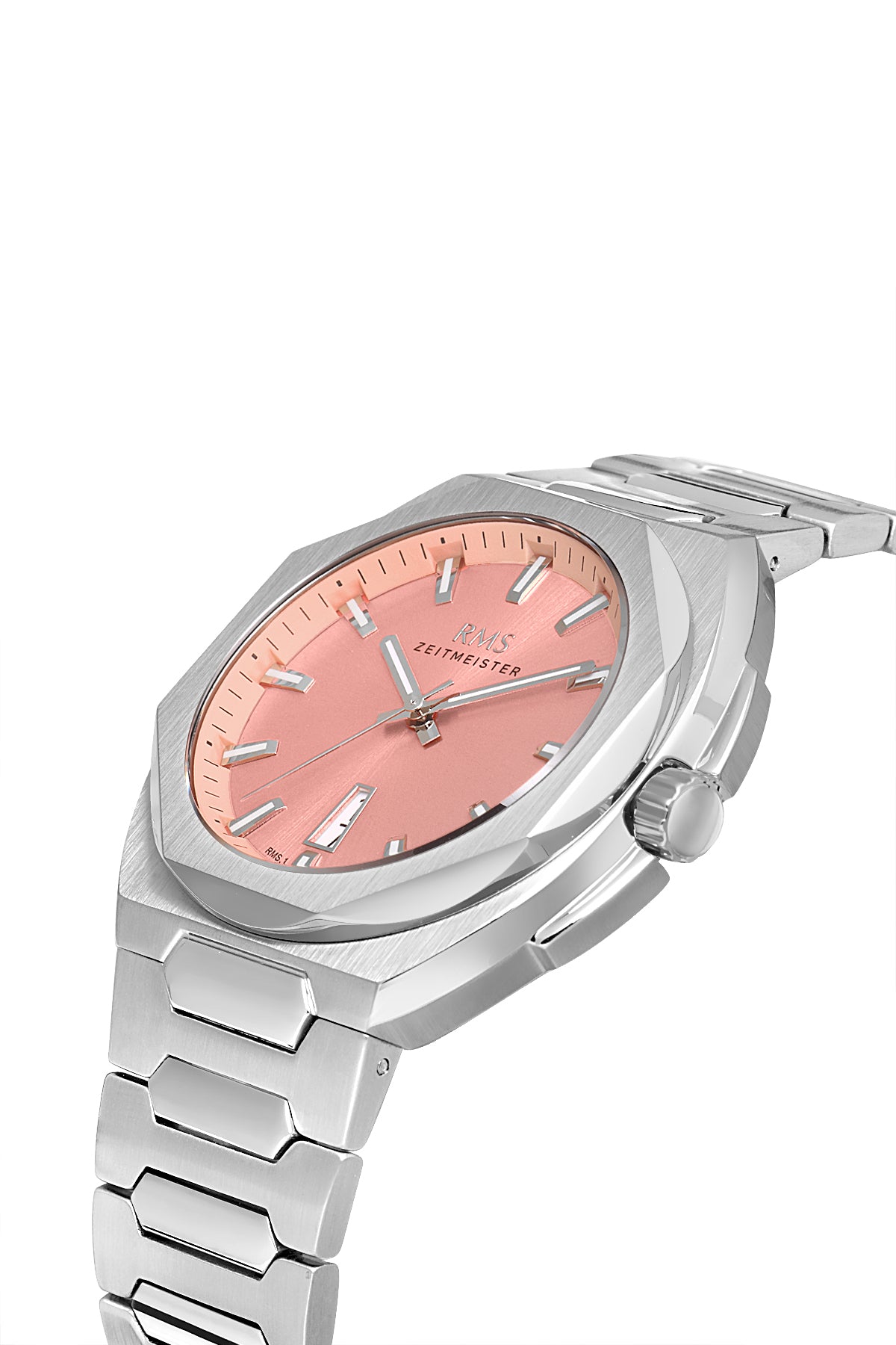 RMS Zeitmeister RMS.1.AG1619.07 men's watch with salmon dial, silver case and stainless steel bracelet – view 3