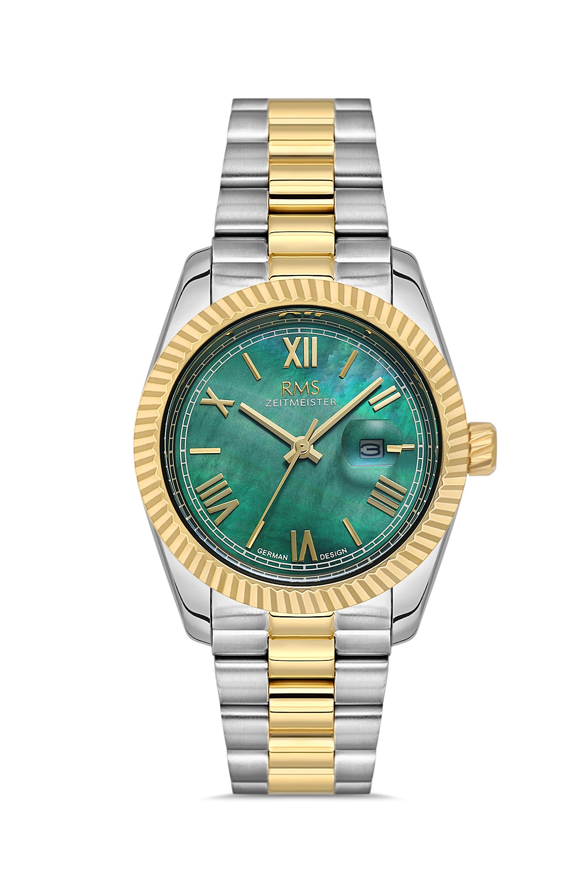 RMS Women's With Date Green Dial Two-Tone Gold Stainless Steel Watch - RMS.1.AG1642.04