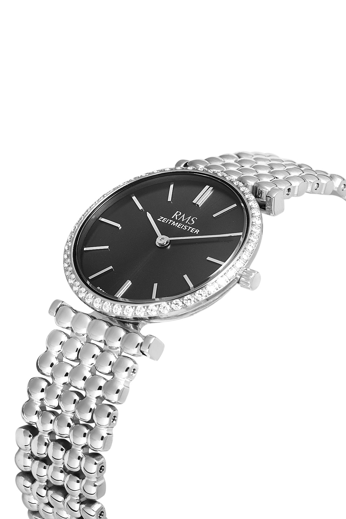 RMS Silver Plated Black Dial Women's Watch - RMS.1.AG1646.02