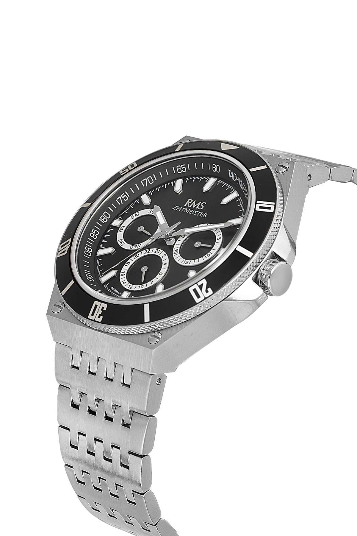 RMS Black Dial Silver Coated Men's Watch - RMS.1.AG1409.01