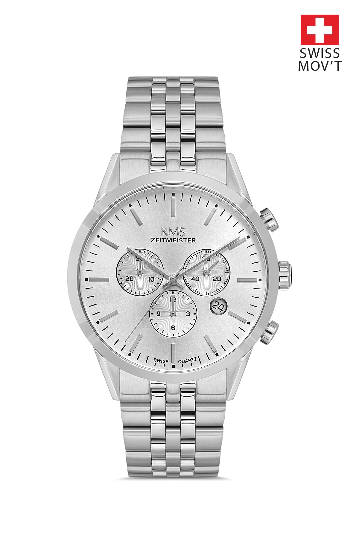 RMS Silver Dial Silver Coated Men's Watch - RMS.1.AG1593.01