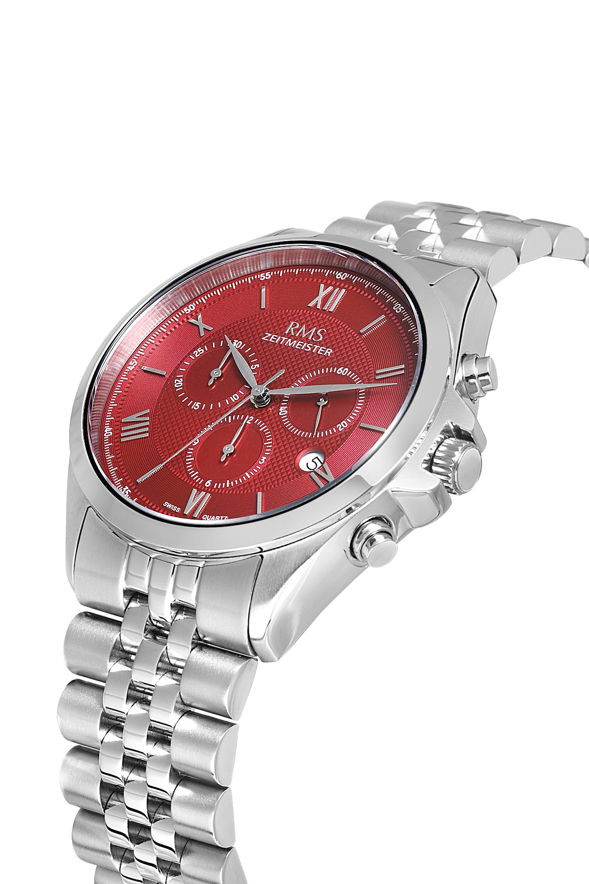 RMS Burgundy Dial Silver Coated Men's Watch - RMS.1.AG1598.05 - 3