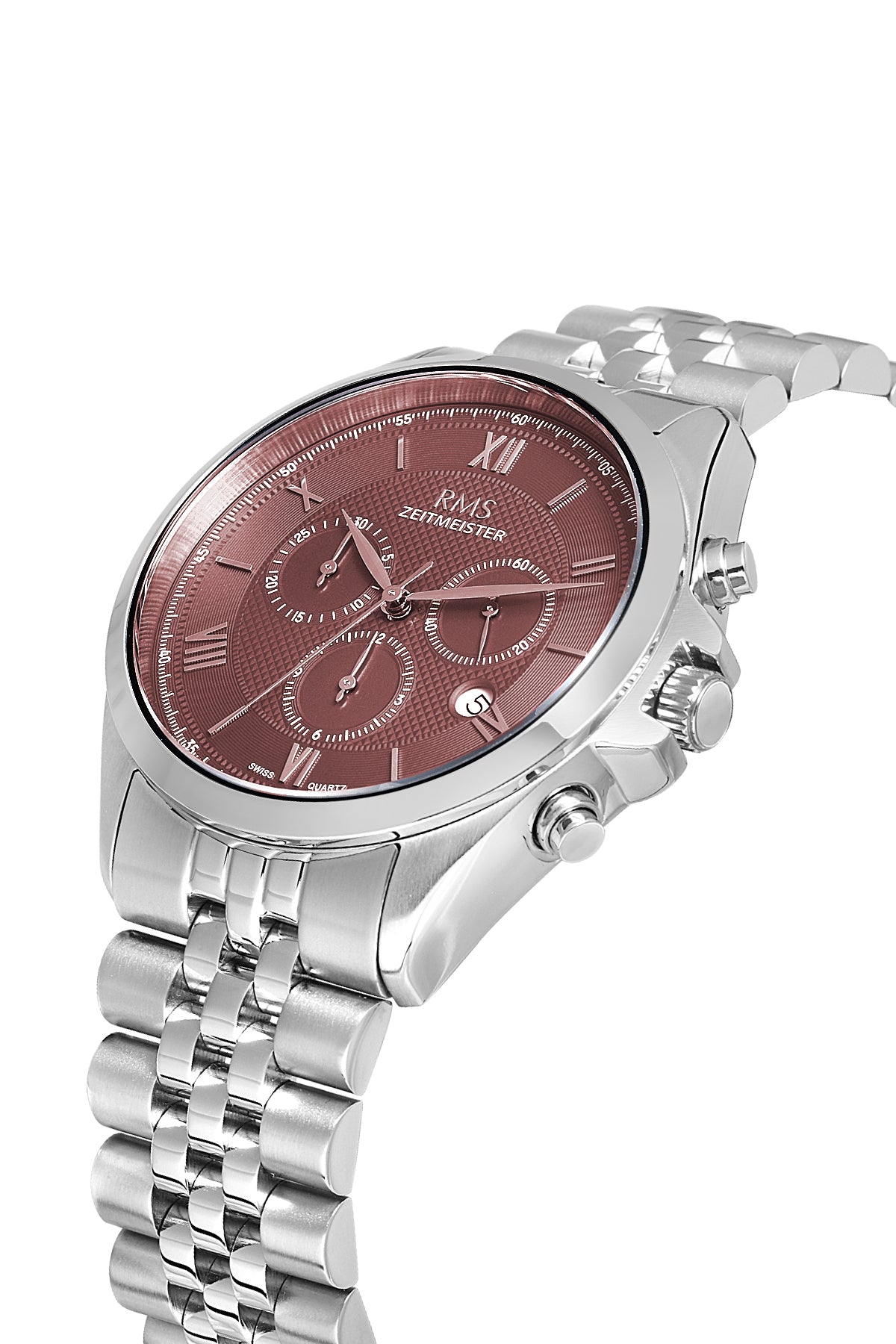 RMS Brown Dial Silver Coated Men's Watch - RMS.1.AG1598.06