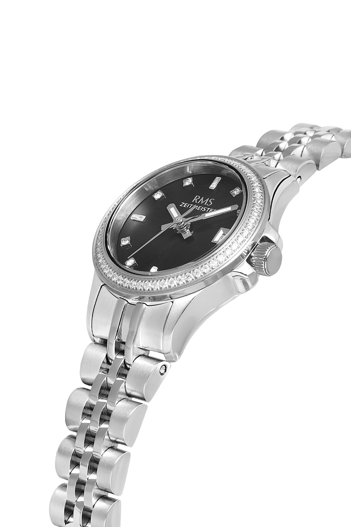 RMS Black Dial Silver Coated Women's Watch - RMS.1.AG1604.02