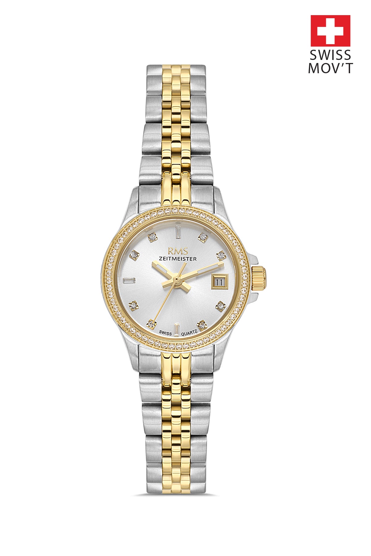 RMS Silver Dial Yellow White Coated Women's Watch - RMS.1.AG1604.05