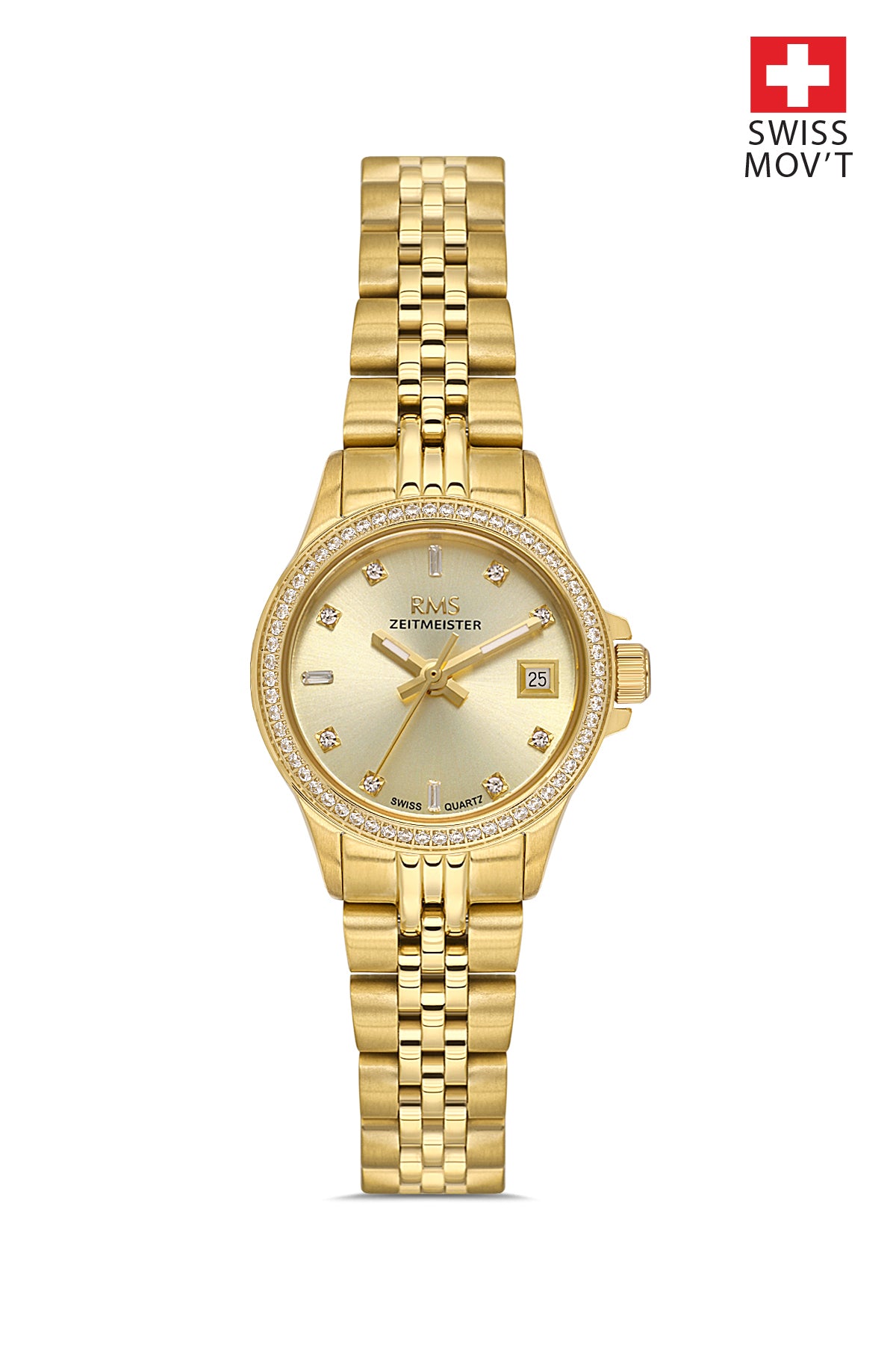 RMS Silver Dial Yellow Coated Women's Watch - RMS.1.AG1604.06
