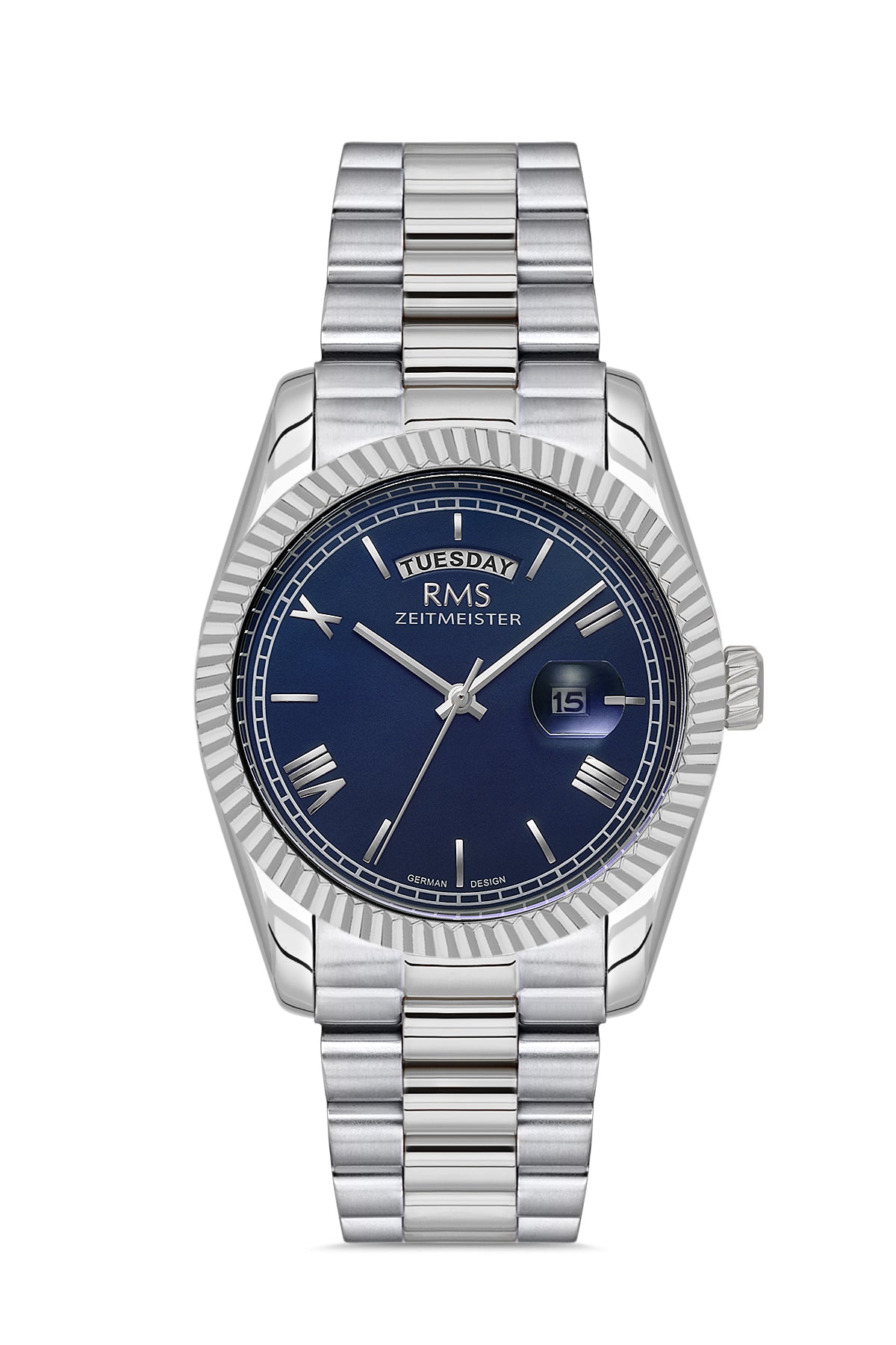 RMS Blue Dial Silver Coated Men's Watch - RMS.1.AG1641.03