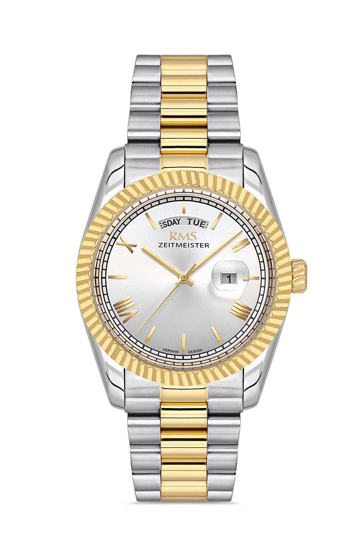 RMS Silver Dial Yellow White Coated Men's Watch - RMS.1.AG1641.08