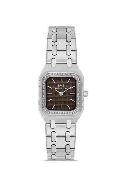 RMS Zeitmeister Brown Dial Silver Plated Women's Watch - Stainless Steel Bracelet - RMS.1.AG1581.09