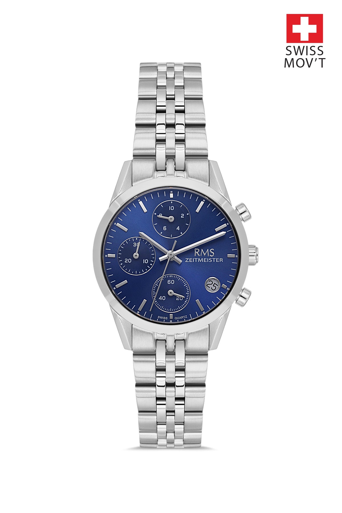 RMS Blue Dial Silver Coated Women's Watch - RMS.1.AG1594.03