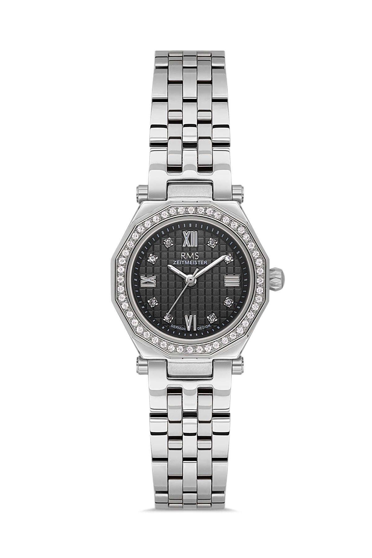 RMS Black Dial Silver Coated Women's Watch - RMS.1.AG2056.02