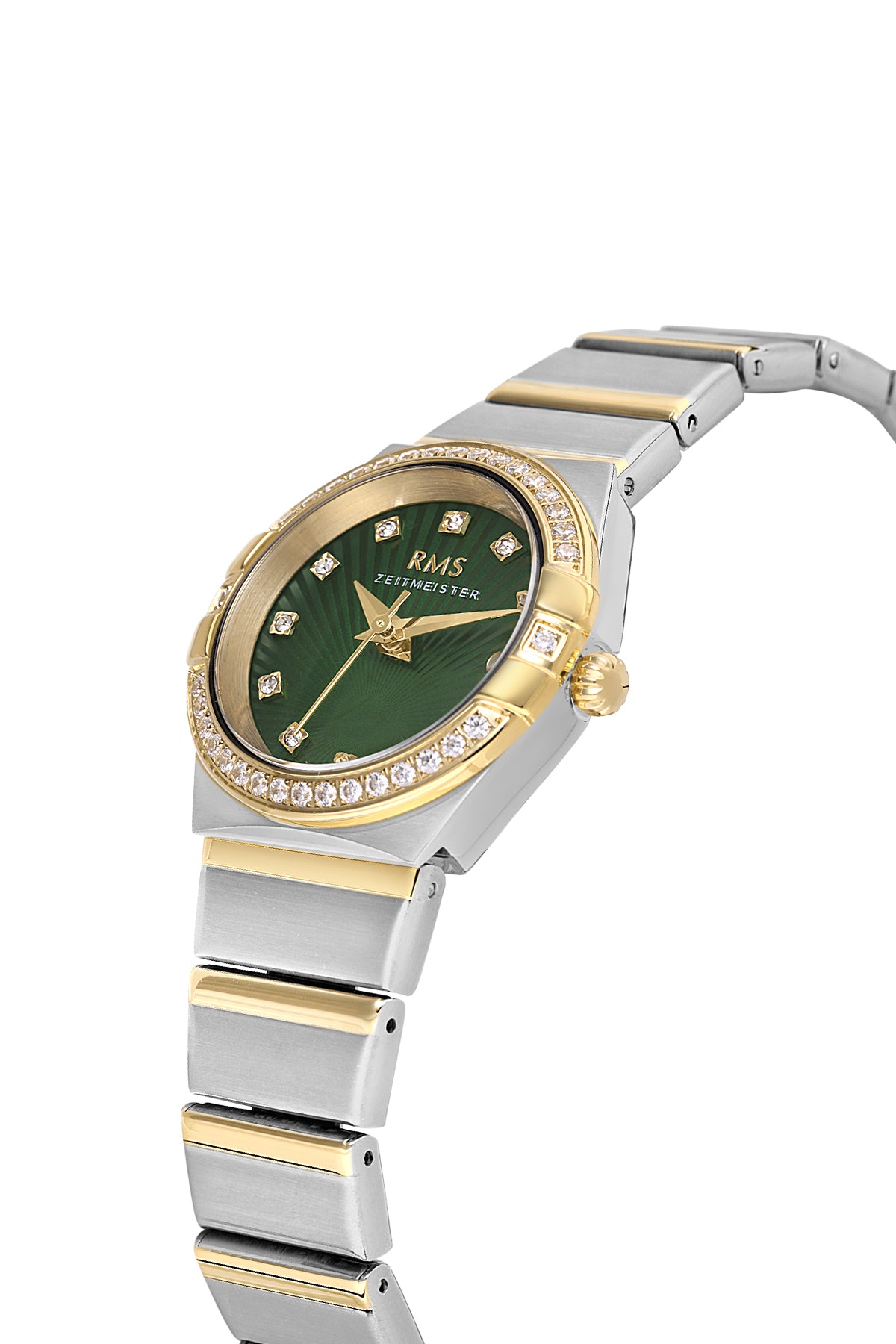 RMS Zeitmeister Green Dial Gold & Silver Plated Women's Watch - Stainless Steel Bracelet - RMS.1.AG2057.04