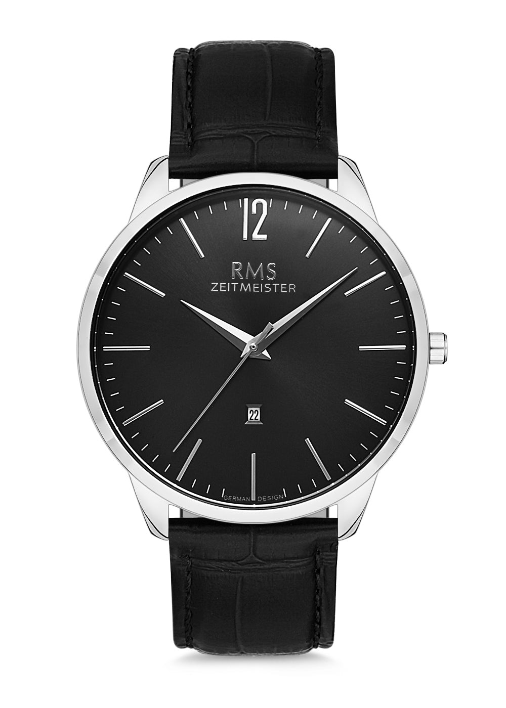 RMS Black Dial Silver Coated Men's Watch - RMS.1.AG1241.11