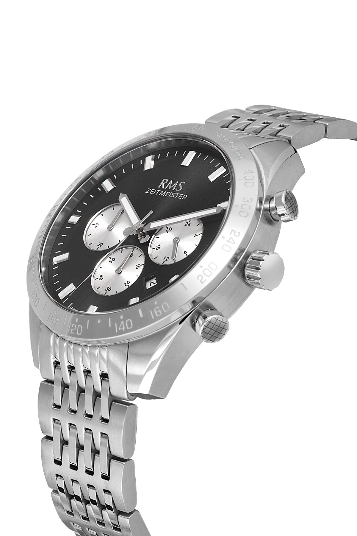 RMS Men's Black Dial Silver Stainless Steel Watch - RMS.1.AG2053.02 - 3