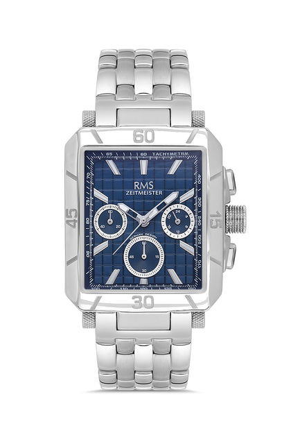 RMS Zeitmeister Blue Dial Silver Plated Men's Watch - Stainless Steel Bracelet - RMS.1.AG2054.03
