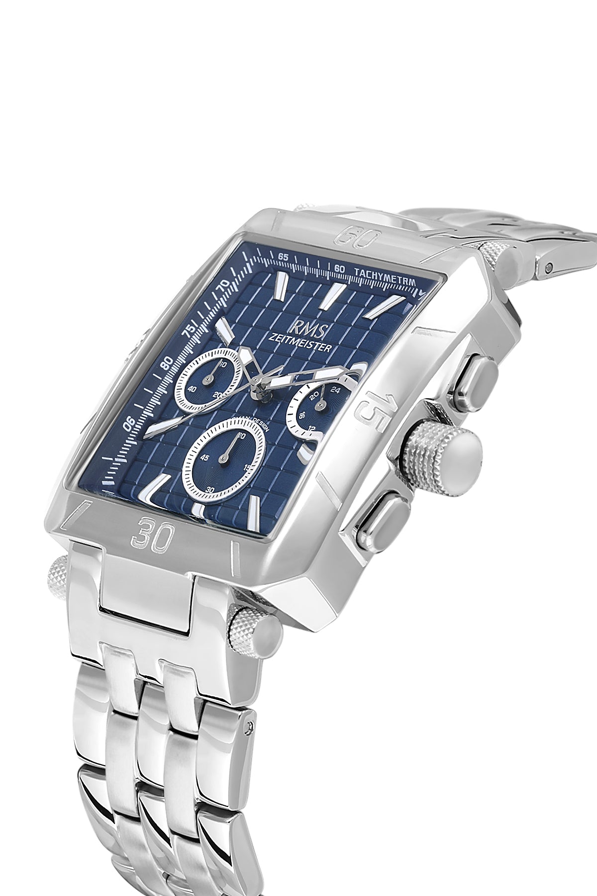 RMS Men's Blue Dial Silver Stainless Steel Watch - RMS.1.AG2054.03