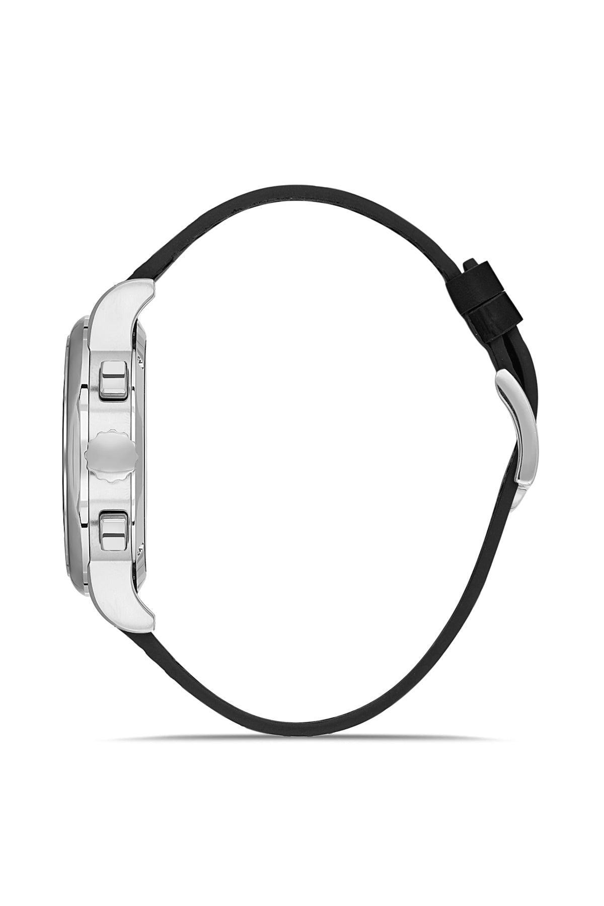 RMS Zeitmeister RMS.1.AG1624.10 men's watch with black dial, silver case and genuine leather strap