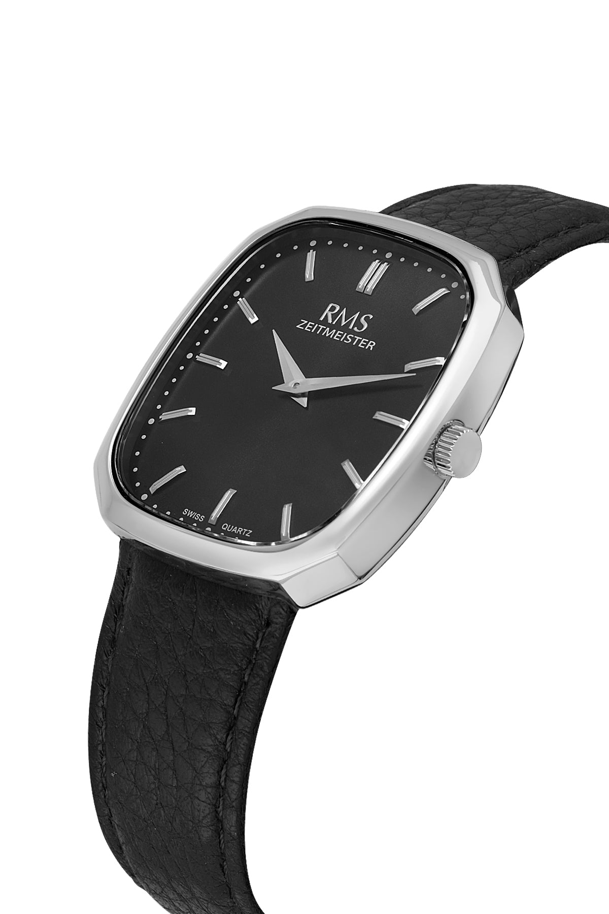 RMS Men's Black Dial Silver Leather Strap Watch - RMS.1.AG2048.02 - 3