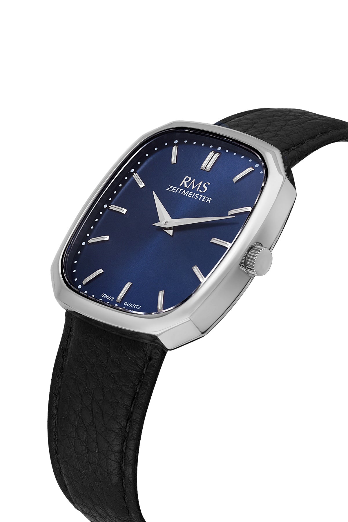 RMS Men's Blue Dial Silver Leather Strap Watch - RMS.1.AG2048.03 - 3