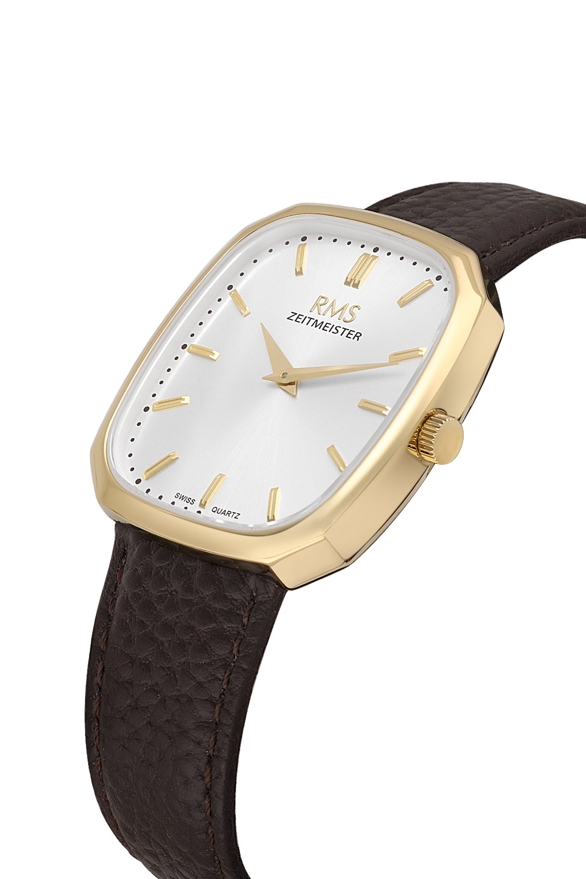 RMS Men's Silver Dial Gold Leather Strap Watch - RMS.1.AG2048.04