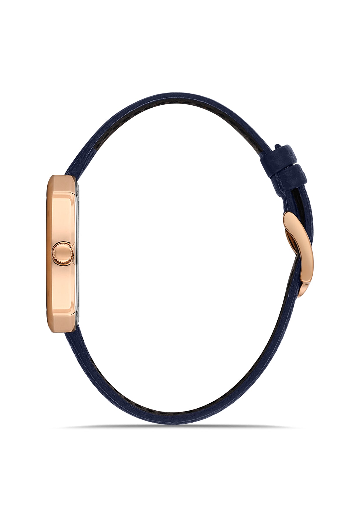 RMS Men's Blue Dial Rose Gold Leather Strap Watch - RMS.1.AG2048.06