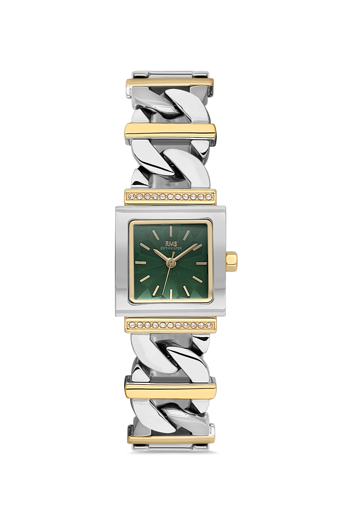 RMS Zeitmeister Green Dial Gold & Silver Plated Women's Watch - Stainless Steel Bracelet - RMS.1.AG2055.06