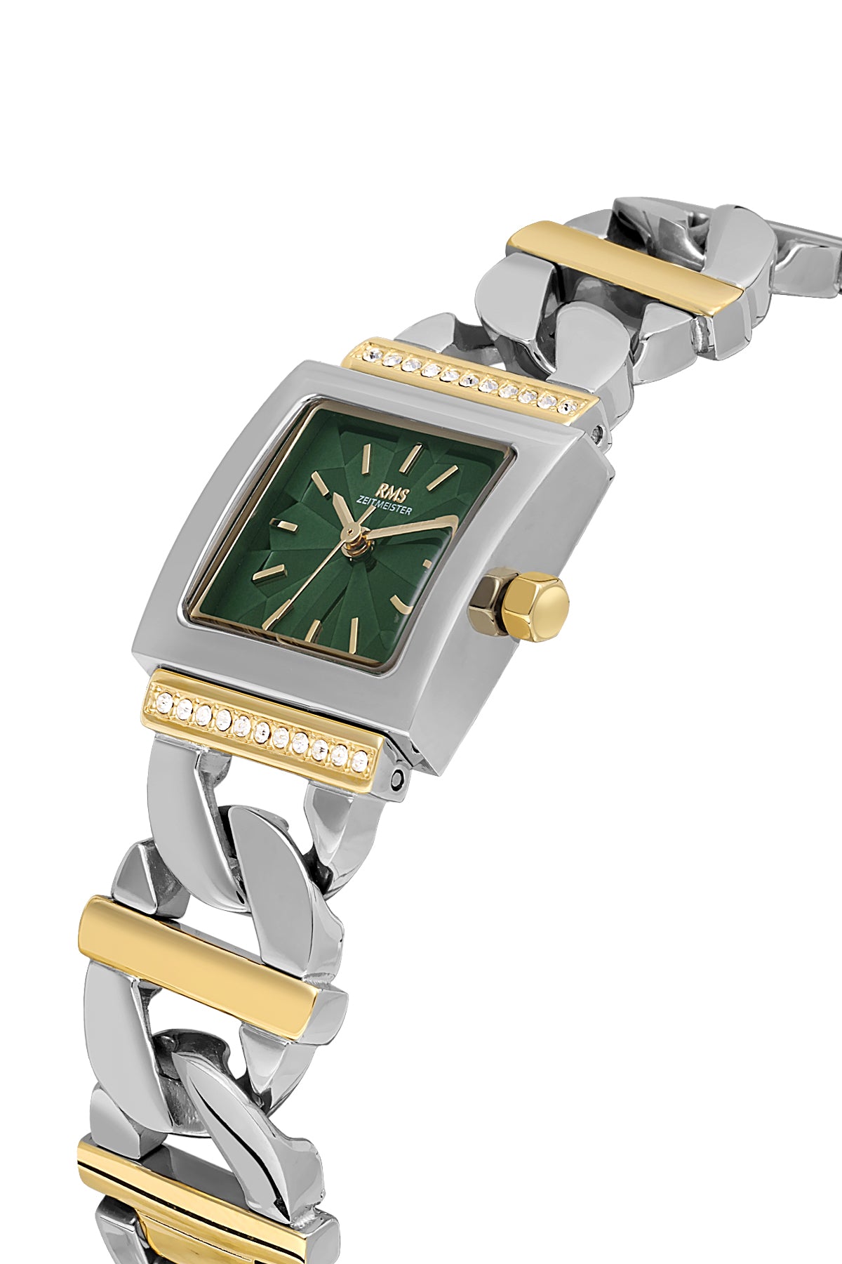 RMS Zeitmeister Green Dial Gold & Silver Plated Women's Watch - Stainless Steel Bracelet - RMS.1.AG2055.06