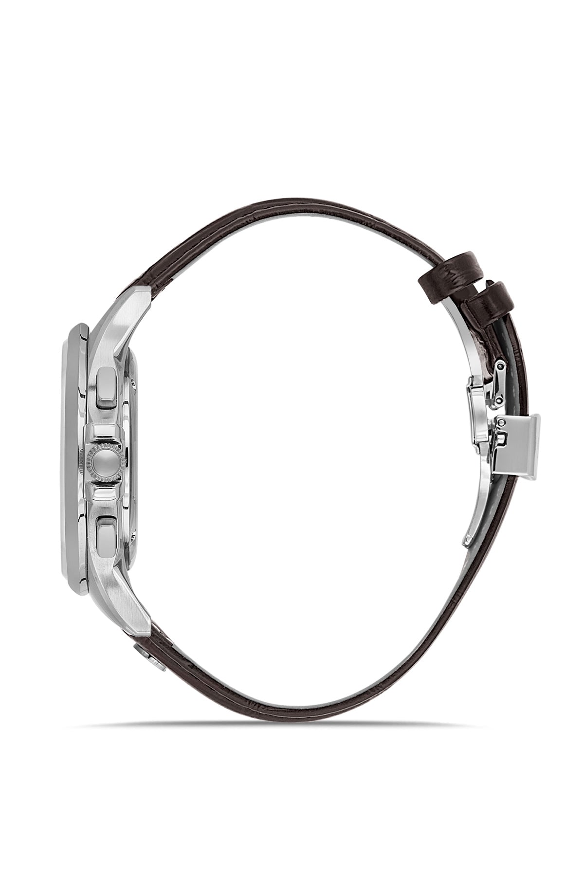 RMS Zeitmeister RMS.1.AG2075.02 men's watch with black dial, silver case and genuine leather strap – side view