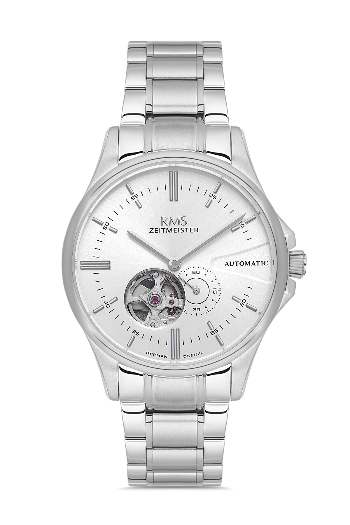 RMS Men's Silver Dial Silver Stainless Steel Watch - RMS.1.AG2076.01