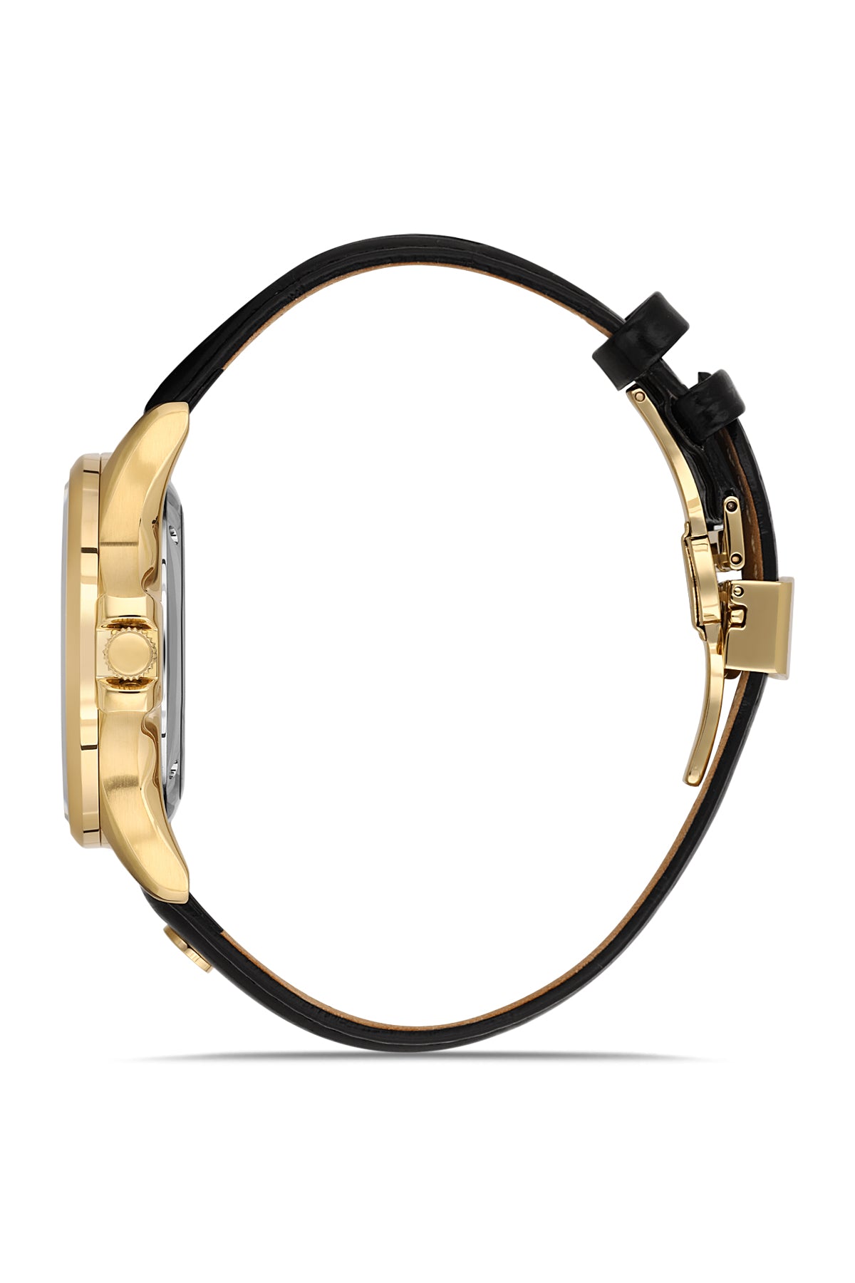 RMS Men's Black Dial Gold Leather Strap Watch - RMS.1.AG2077.05