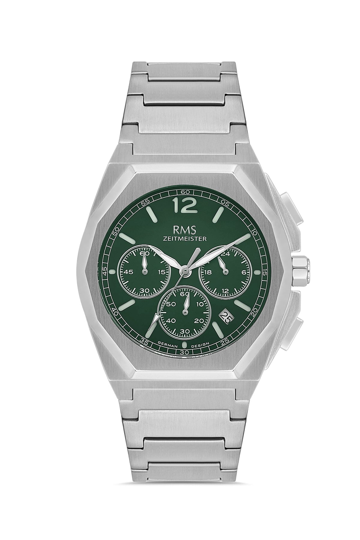 RMS Men's Green Dial Silver Chronograph Stainless Steel Watch - RMS.1.AG2096.110