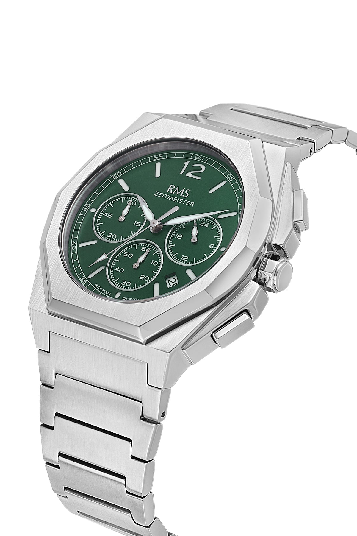 RMS Men's Green Dial Silver Chronograph Stainless Steel Watch - RMS.1.AG2096.110 - 3